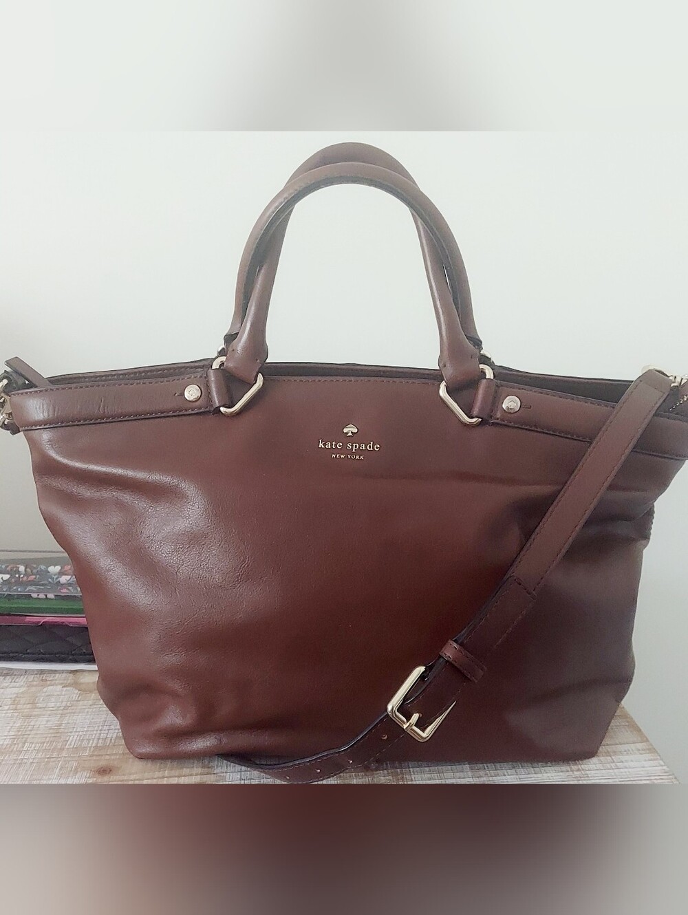 kate spade Brown Leather Tote Shoulder Bag